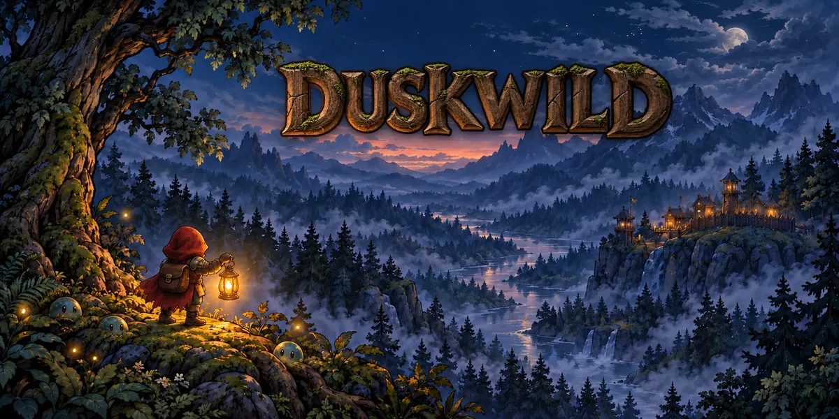 Duskwild key art: a lantern-bearer at dusk